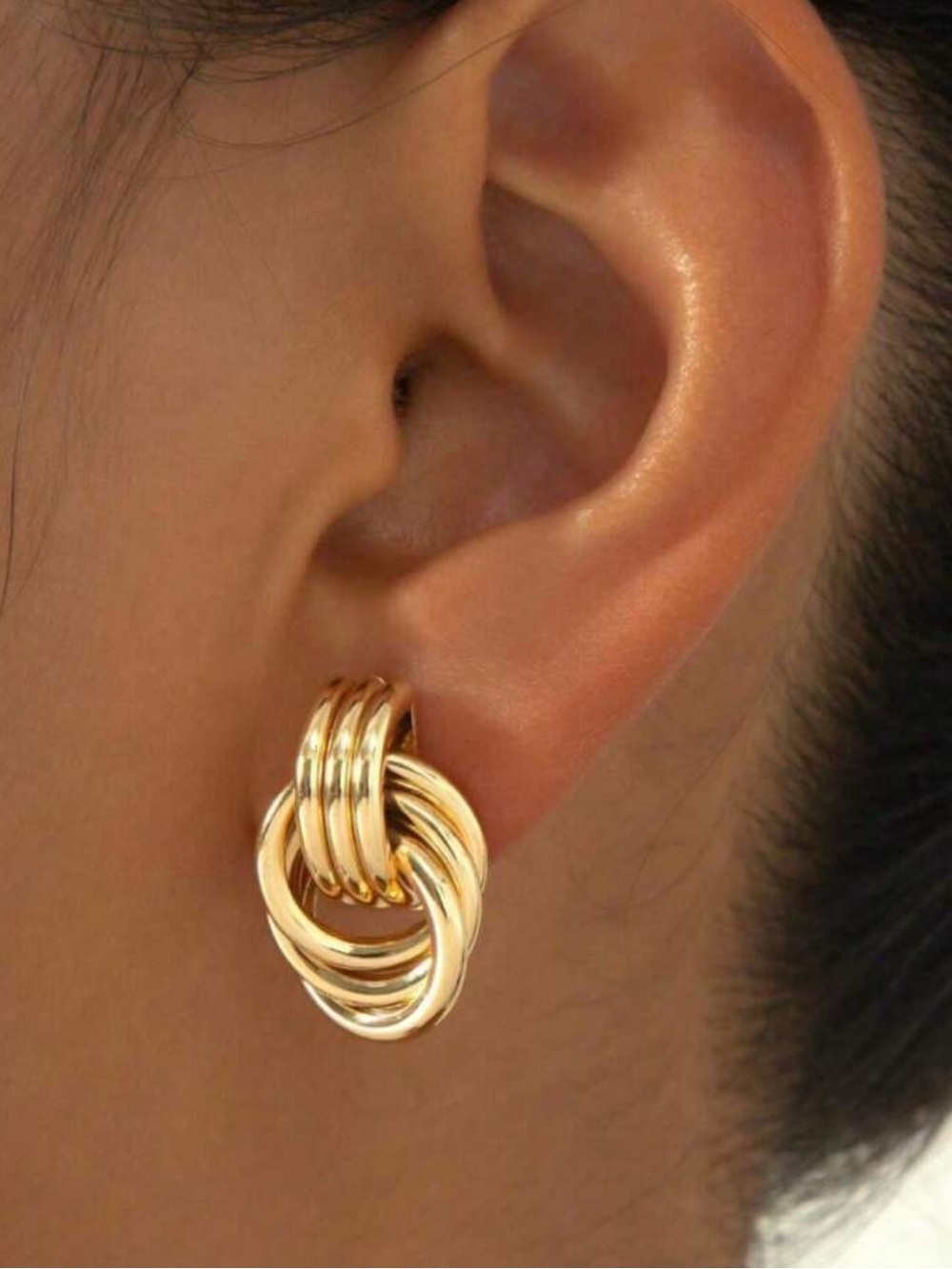 Gold Knot Chunky Boho Stud Earring
